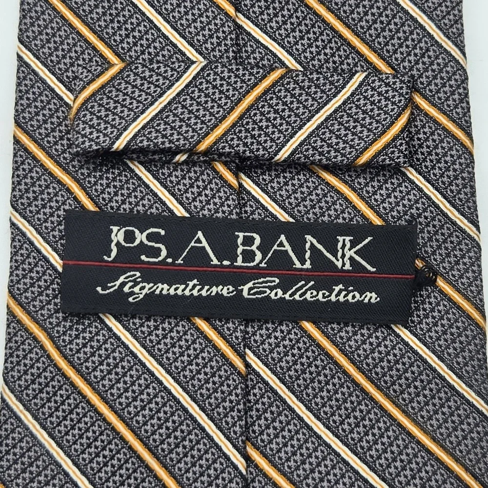 Jos A. Bank Signature Collection Silk Tie Mens‎ Gray Stripe Classic Dress 59x3.5